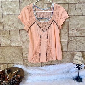 𝙂𝙄𝙈𝙈𝙄𝘾𝙆𝙎 Peach ʟᴀᴄᴇ ᴘᴀᴛᴄʜᴡᴏƦᴋ Top